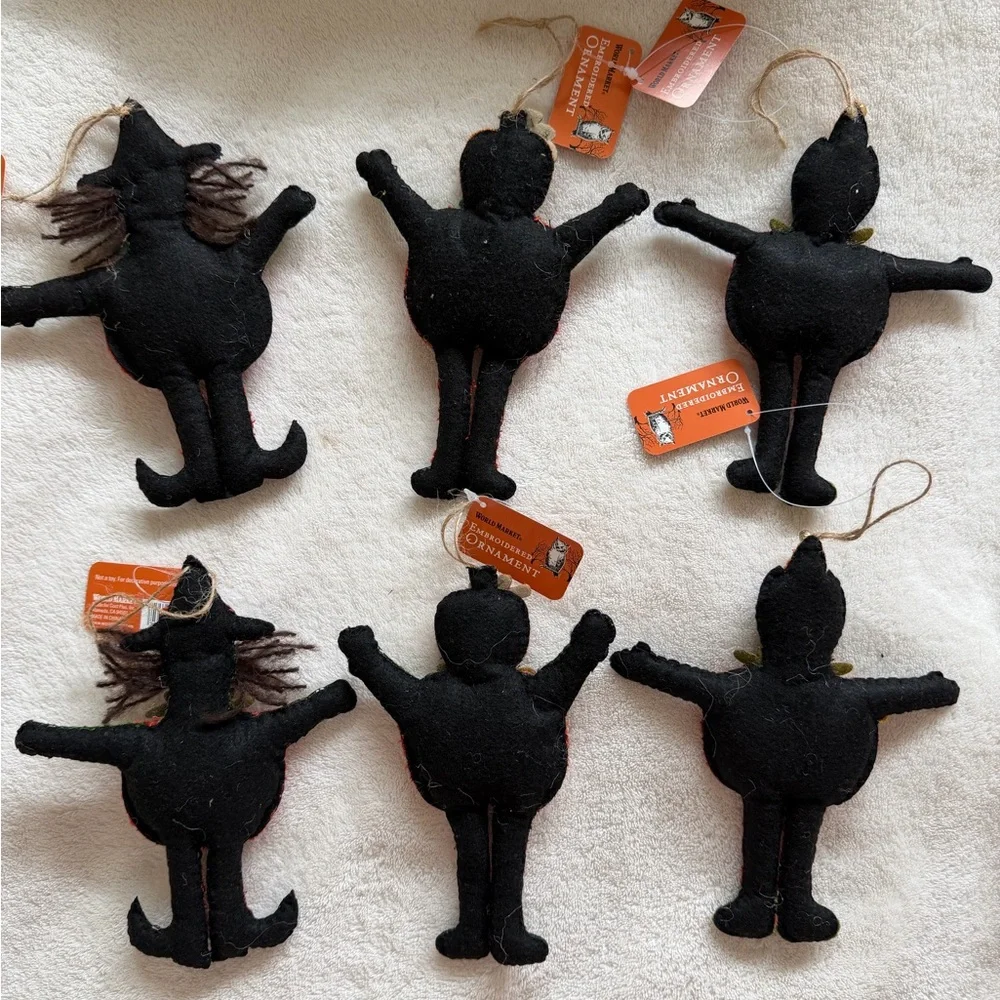 World Market Halloween Embroidered Ornament Set of 6 - Picture 5 of 7